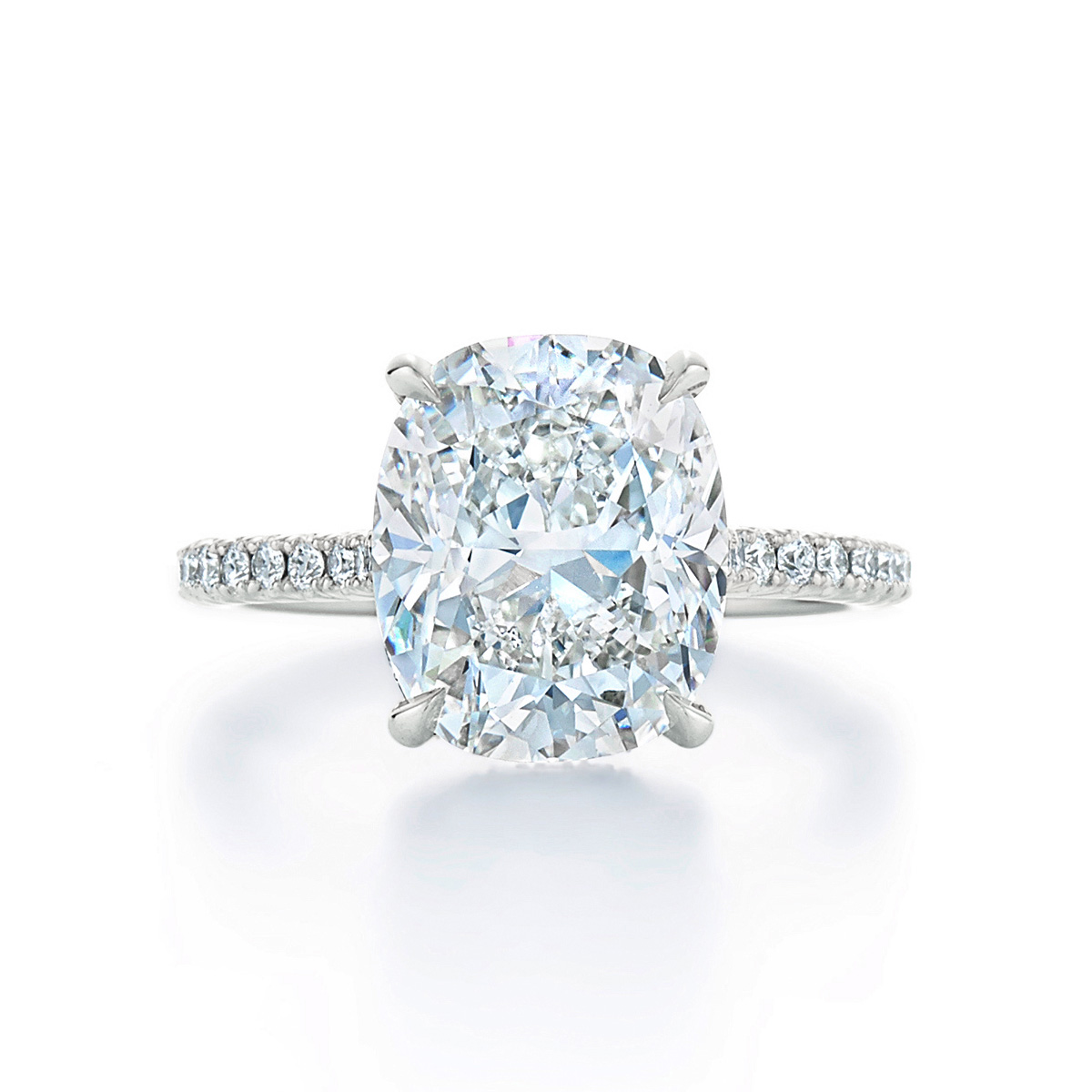 Kwiat Diamond Engagement Ring With Thin Pavé Diamond Band In Platinum ...