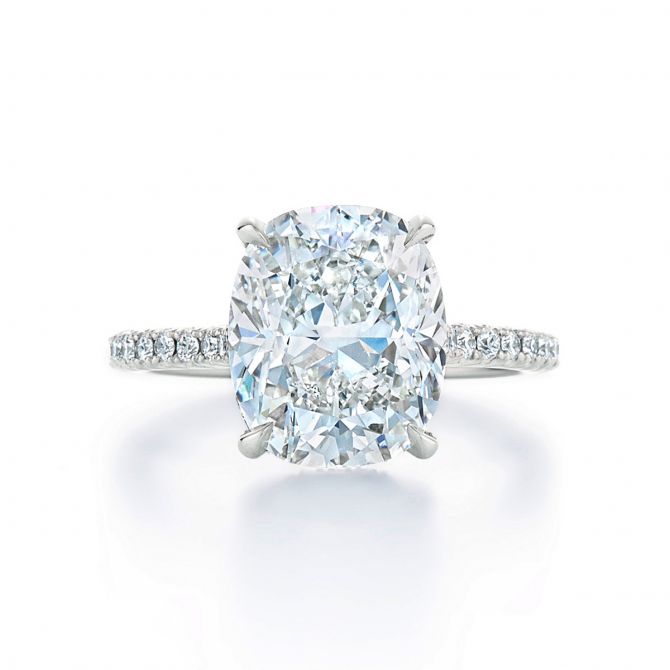 Kwiat Diamond Engagement Ring with Thin Pavé Diamond Band in Platinum