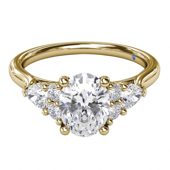 Pear Shaped Diamond Side Cluster Engagement Ring Setting in White Gold