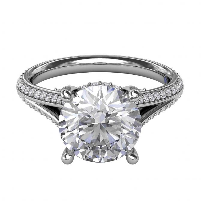 Diamond Split Shank Engagement Ring Setting in White Gold