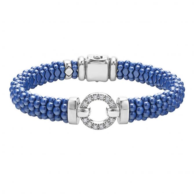 LAGOS Blue Caviar Ceramic Diamond Circle Bracelet, 9 mm, Size 7