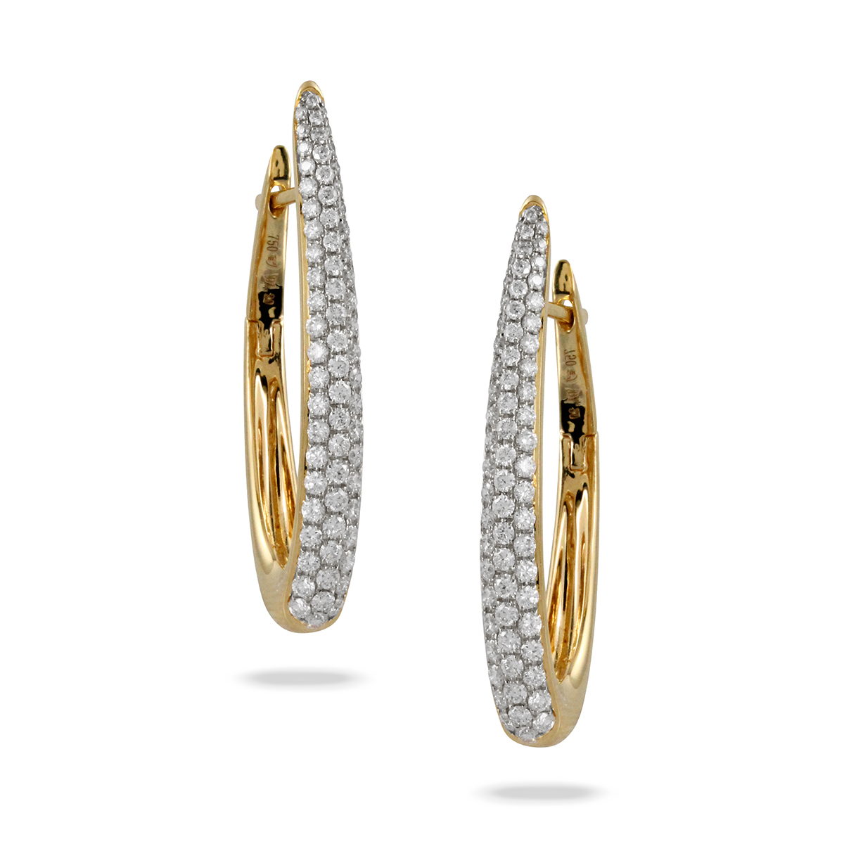 Doves Diamond Pave Hoop Earrings in Yellow Gold | Borsheims