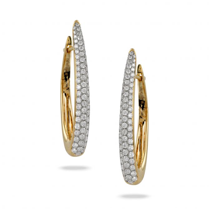 Doves Diamond Pavé Hoop Earrings in Yellow Gold