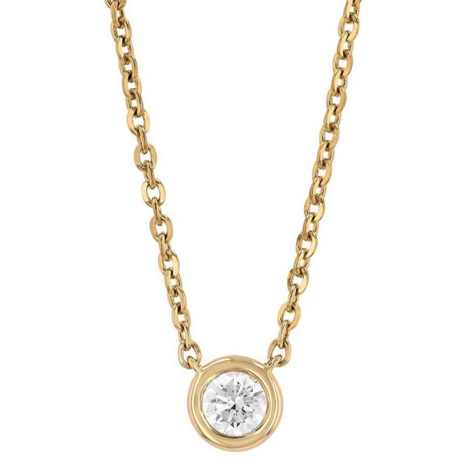 Borsheims Signature Collection Diamond Solitaire Necklace in Yellow Gold, 0.25 cttw, 18"