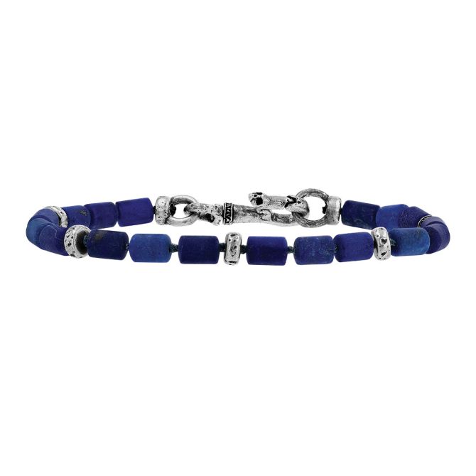 John Varvatos Lapis Lazuli Bead & Sterling Silver Bracelet, 7.5"