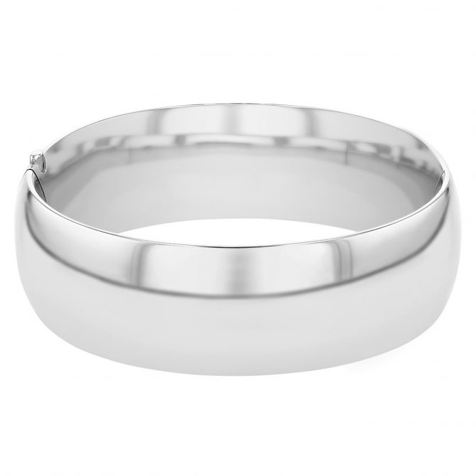 Sterling Silver Wide Rounded Bangle Bracelet