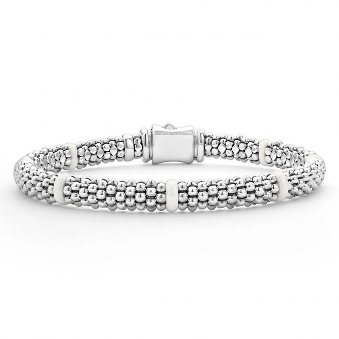 LAGOS White Caviar Ceramic Station Caviar Bracelet, 6 mm, 7"