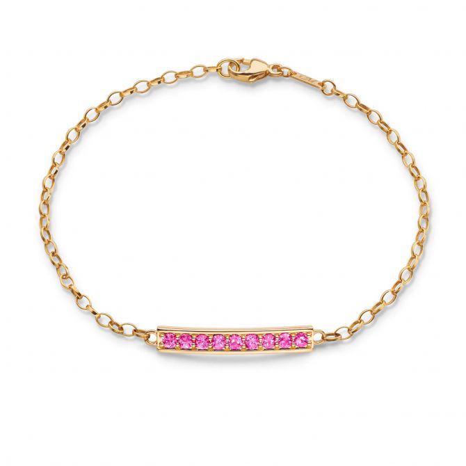 Monica Rich Kosann Pink Sapphire "Courage" Poesy Bracelet in Yellow Gold