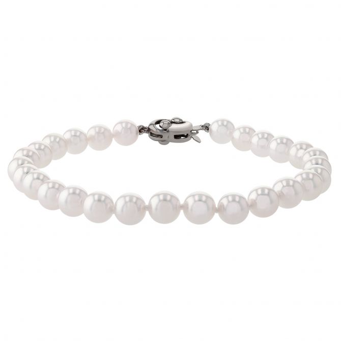 TARA Pearls Cultured Pearl Bracelet in White Gold, 7 mm