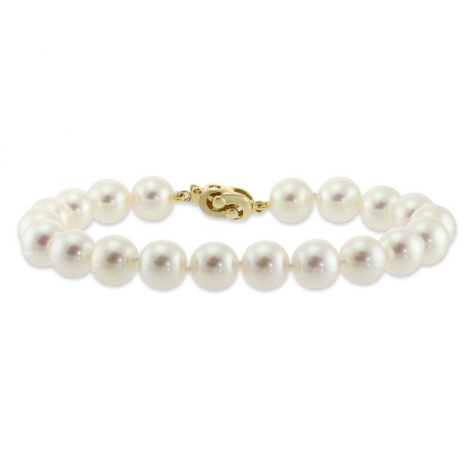 TARA Pearls Akoya Cultured Pearl Bracelet, 8.5 mm in Yellow Gold