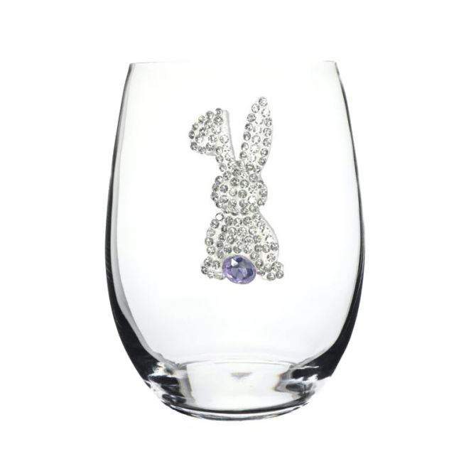 Happy Birthday Jeweled Stemmed Wine Glass