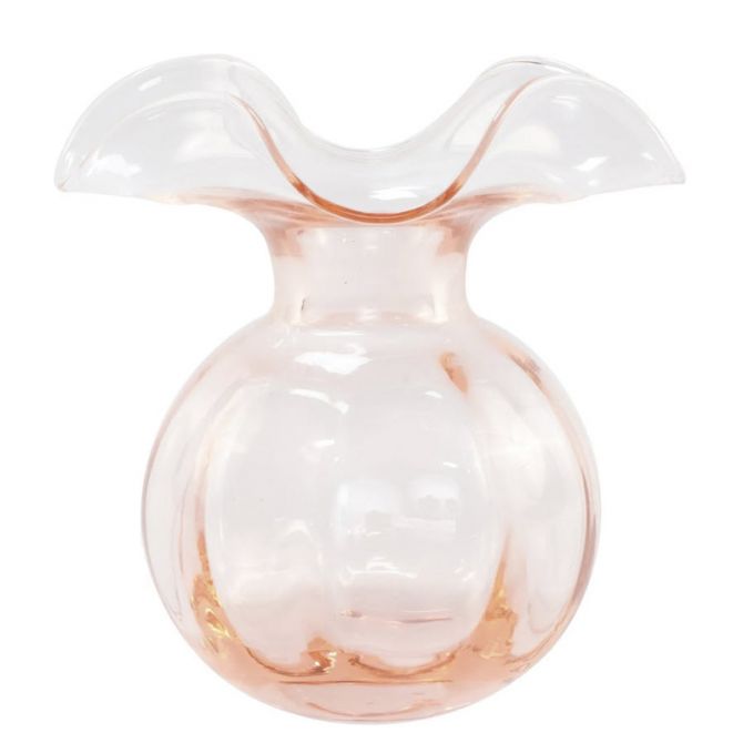 Vietri Hibiscus Glass Pink Fluted Vase, Medium