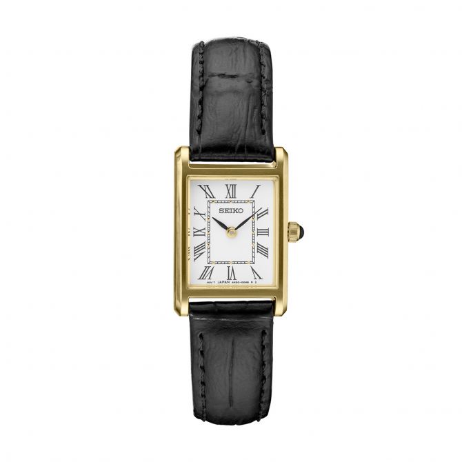 Seiko Essentials Gold Tone Stainless Steel Watch, White Dial