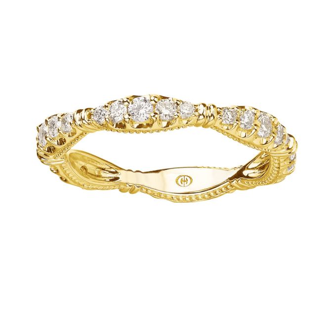 Christopher Designs Graduated Diamond Scalloped Eternity Wedding Band in Yellow Gold