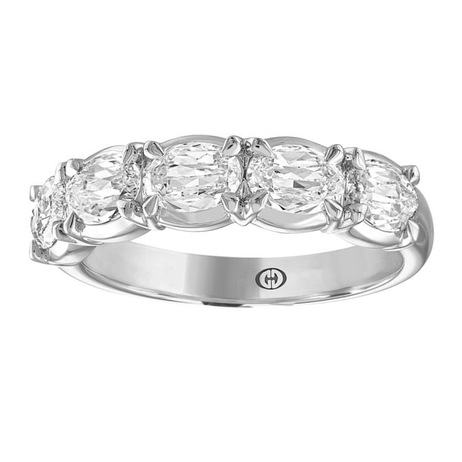 Christopher Designs L'Amour Crisscut Oval Diamond Wedding Band in White Gold