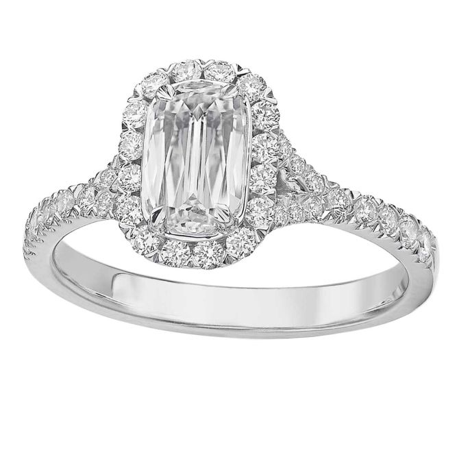 Christopher Designs L'Amour Crisscut Classic Diamond & Halo Engagement Ring in White Gold, 1.47 cttw