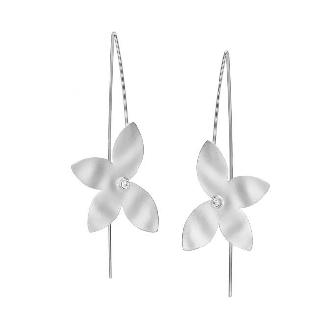 Marika 14K White Gold Diamond Flower Earrings