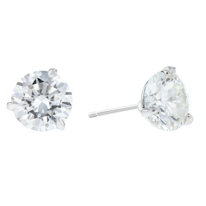 Rahaminov Round Diamond Stud Earrings in White Gold, 3.01 cttw