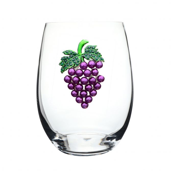 The Queens' Jewels Grapes Jeweled Glassware, Wine Glasses