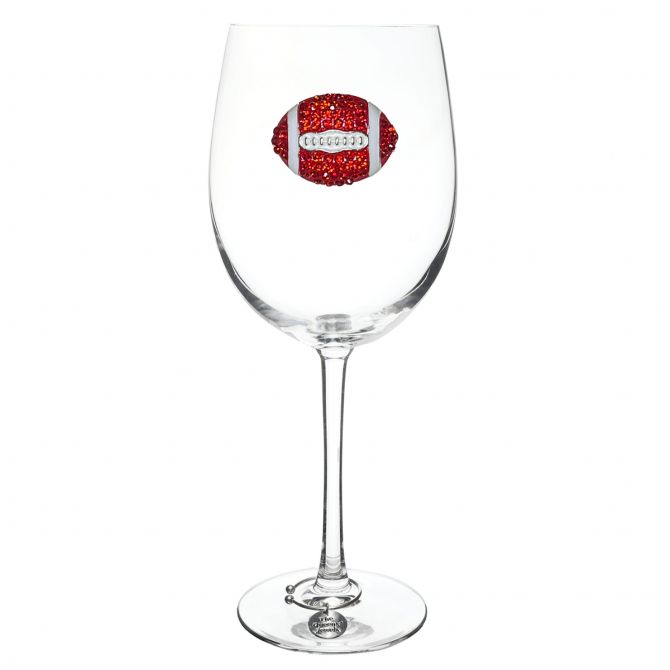 The Queens' Jewels Football Red and White Stemmed Wine Glass