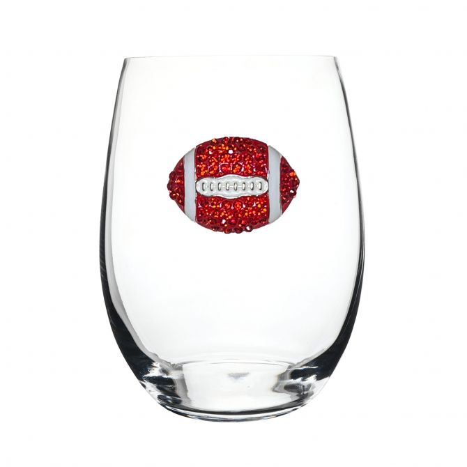 The Queens' Jewels Football Red and White Stemless Wine Glass