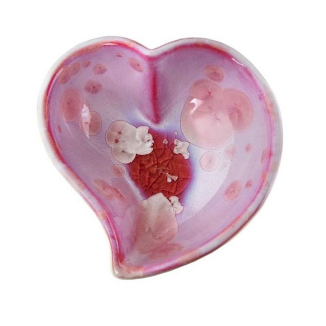 Simon Pearce Twist Heart Rose Crystalline Bowl, Small