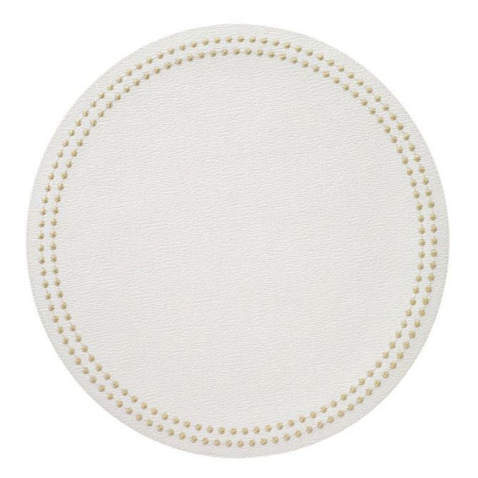 White and Yellow Gold Faux Pearl Round Placemat