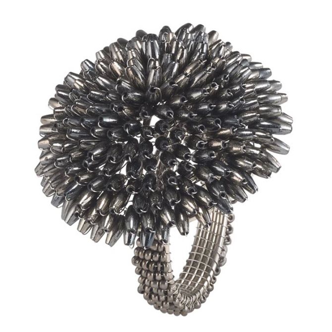 Pompom Napkin Ring, Silver