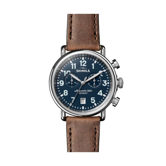 Shinola Runwell Chrono 41mm Watch, Midnight Blue Matte Dial