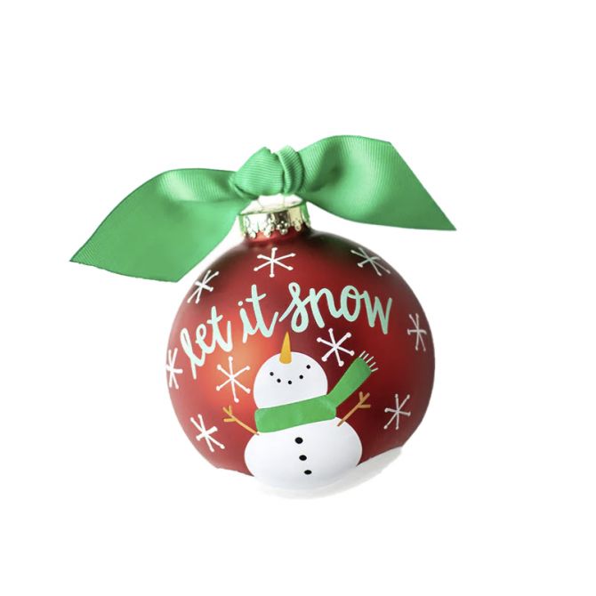 Coton Colors Snowman Let it Snow Glass Ornament