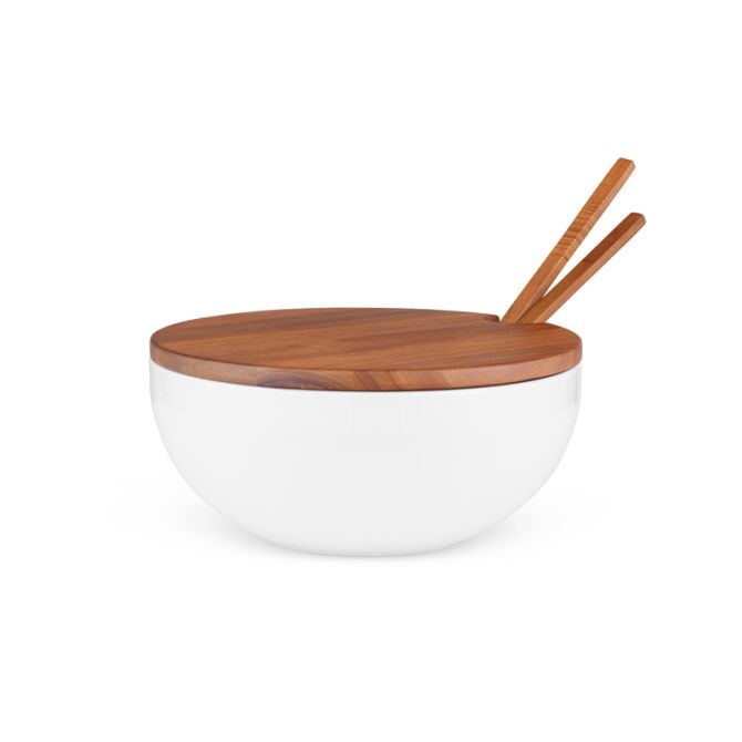 Nambe Duets Salad Bowl with Lid and Servers