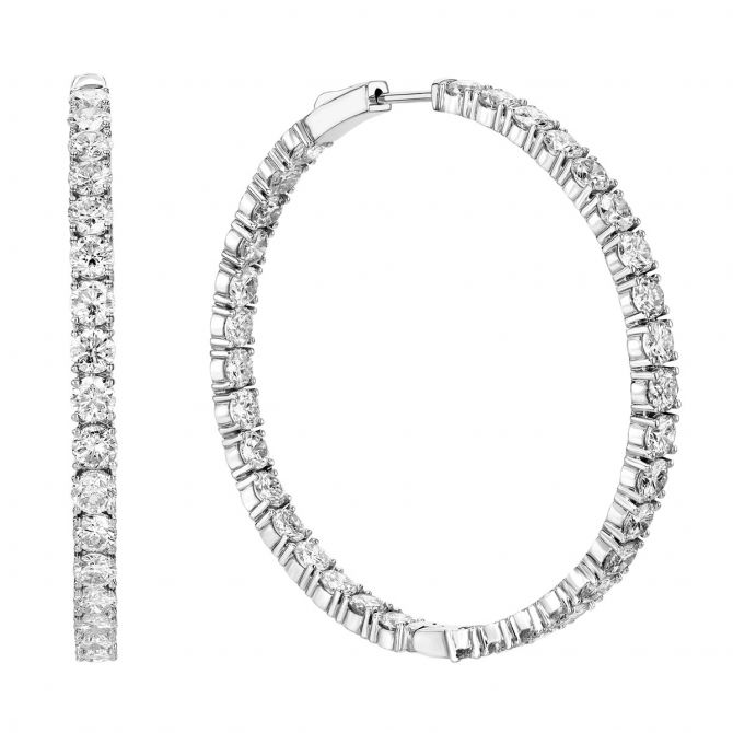 Diamond Inside Out Hoop Earrings in White Gold, 14.25 cttw