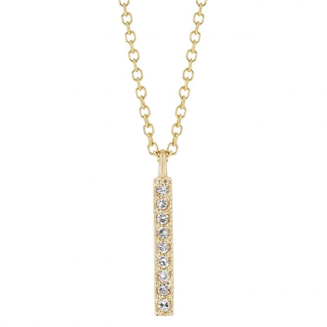 Diamond Vertical Bar Pendant in Yellow Gold, 16"