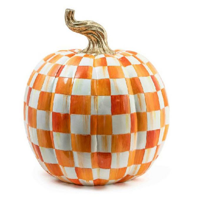 MacKenzie-Childs Orange Check Pumpkin, Large