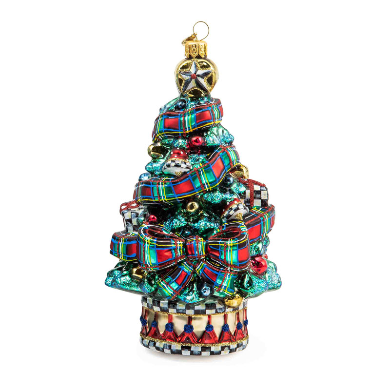 Mackenzie-childs Glass Ornament, Tartastic Tree 