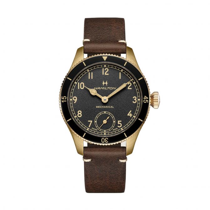 Hamilton Khaki Aviation Pilot Pioneer Bronze 43mm Men's Watch, Black Dial