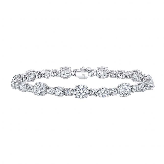 Rahaminov Diamond Multi Size Tennis Bracelet in White Gold, 7"