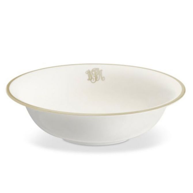 Pickard Signature Ivory Gold Monogrammed Oval Vegetable Serving Bowl