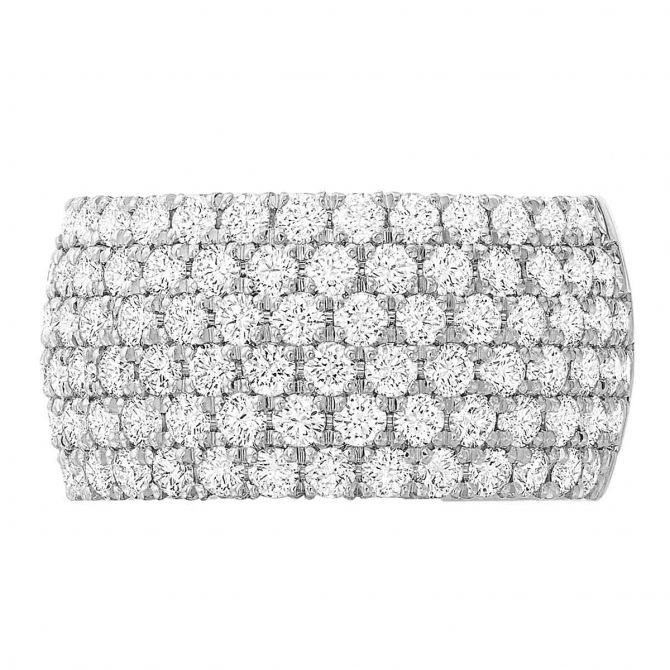 Diamond Pavé 6 Row Wedding Band in Platinum