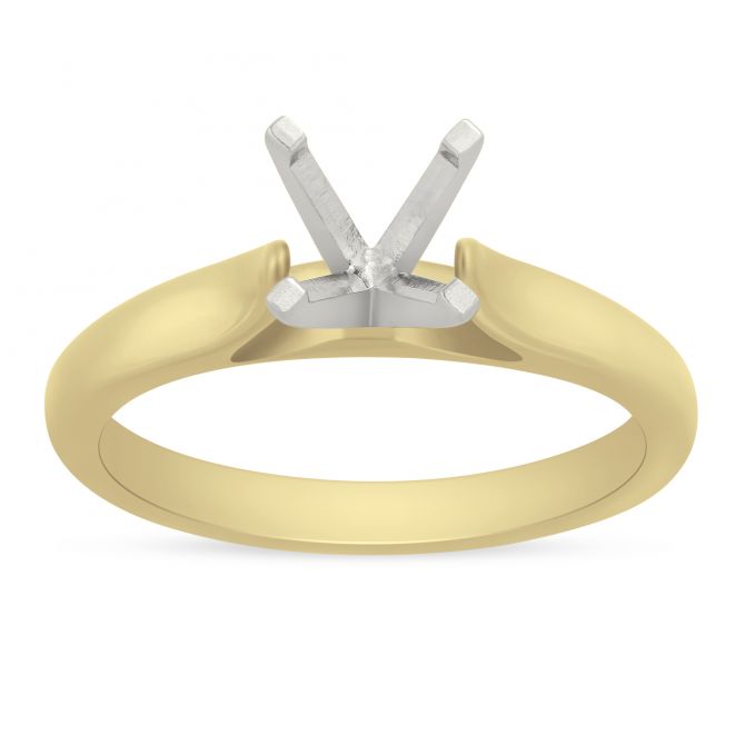 14K Yellow Gold Cathedral Solitaire Ring Setting for 2.00ct Center Diamond