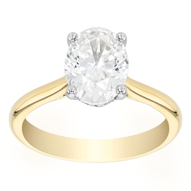 Oval Diamond & Hidden Halo Engagement Ring in Two Tone