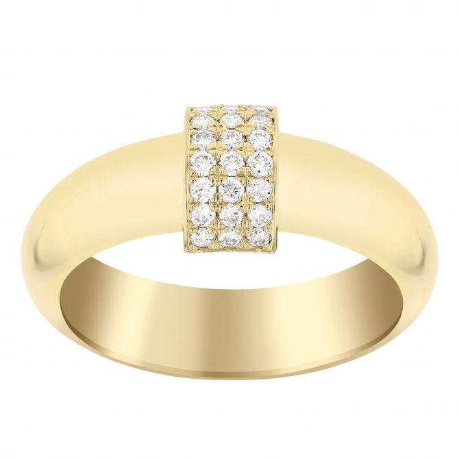 Zoe Chicco Pave Diamond Half Rondelle Double Band Ring in Yellow Gold