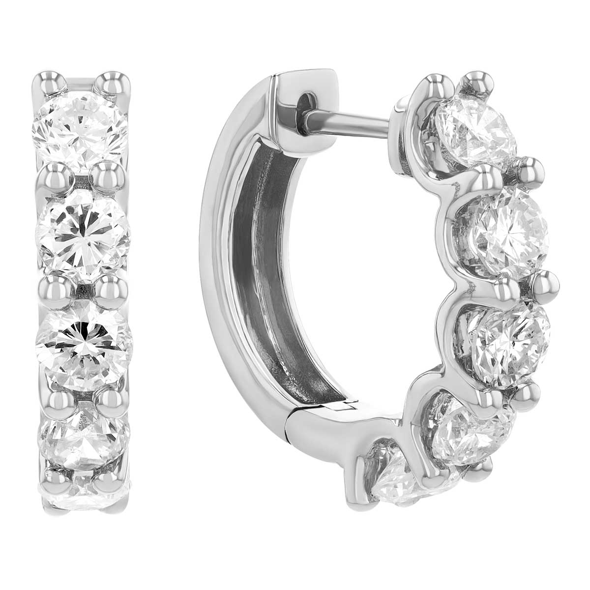 Diamond Huggie Hoop Earrings in White Gold, 1.85 cttw | Borsheims