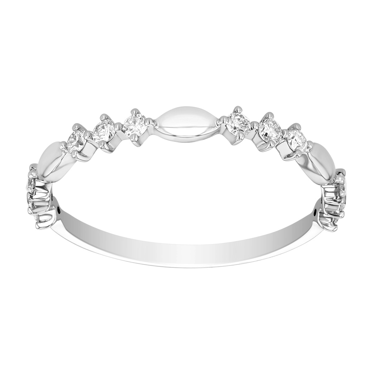 Diamond & White Gold Marquise Shape Alternating Ring In White Gold 