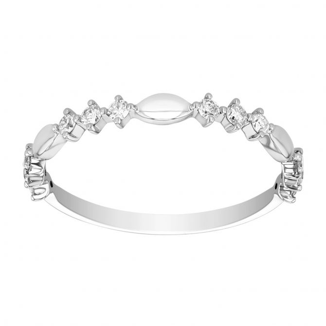 Diamond & White Gold Marquise Shape Alternating Ring in White Gold