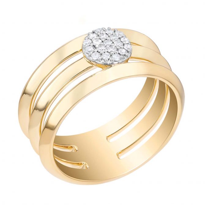 Phillips House Infinity Diamond Pavé & 3 Band Ring in Yellow Gold