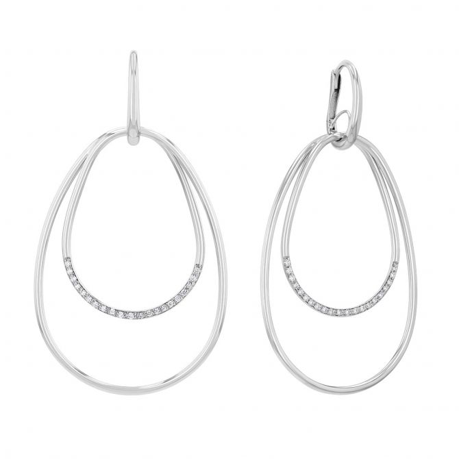 Pesavento Elegance Diamond Double Pear Shape Dangle Earrings in Sterling Silver