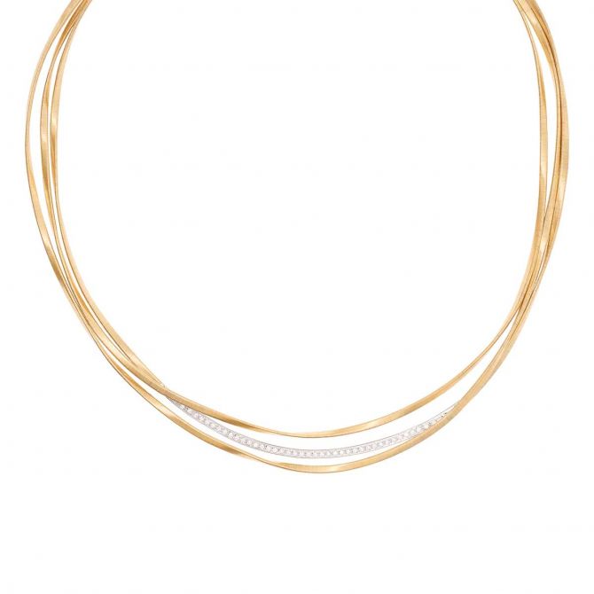 Marco Bicego Marrakech Diamond & Yellow Gold 3 Strand Necklace in Two Tone, 16.5"