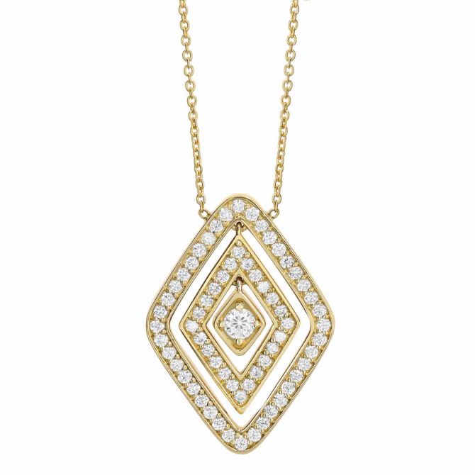 Roberto Coin Diamante Diamond Double Geometric Pendant in 18K Gold