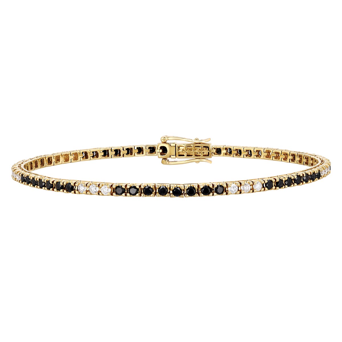 Frederic Sage Black & White Diamond Tennis Bracelet in White Gold, 7.25 ...